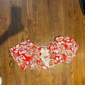 Off the shoulder crop top with sequin design on front